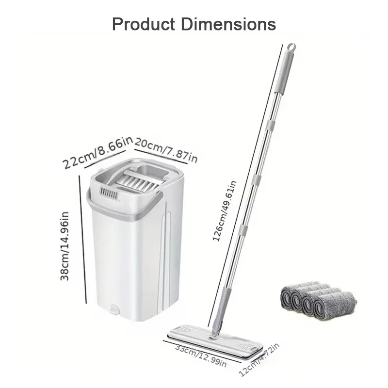 Serpillère plate auto-essoreuse avec seau et tampons de rechange 6