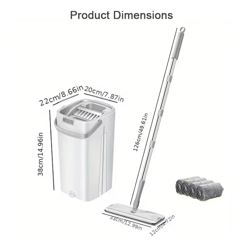 Serpillère plate auto-essoreuse avec seau et tampons de rechange 7