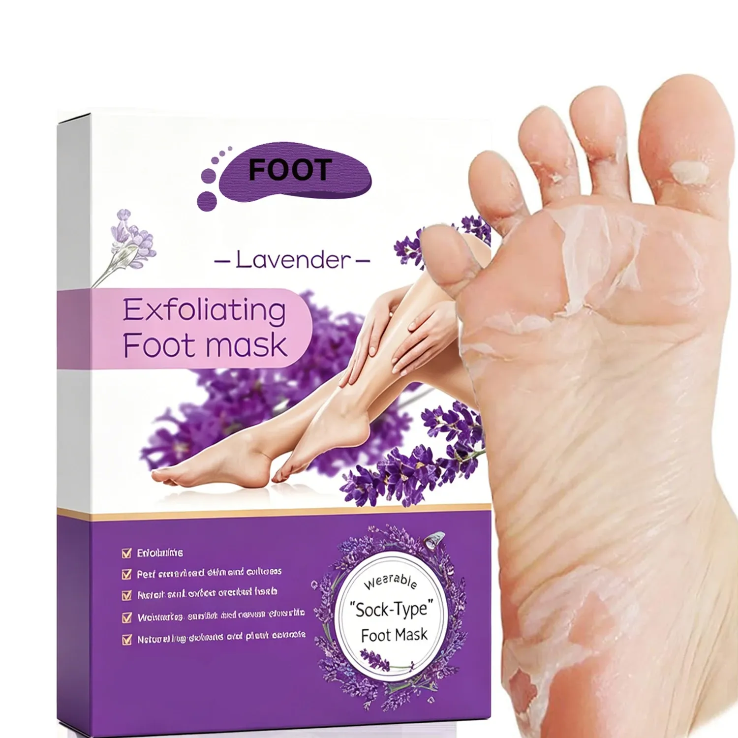 Chaussettes exfoliantes pour les pieds, masque anti-callosités et peaux mortes, soin des pieds 6