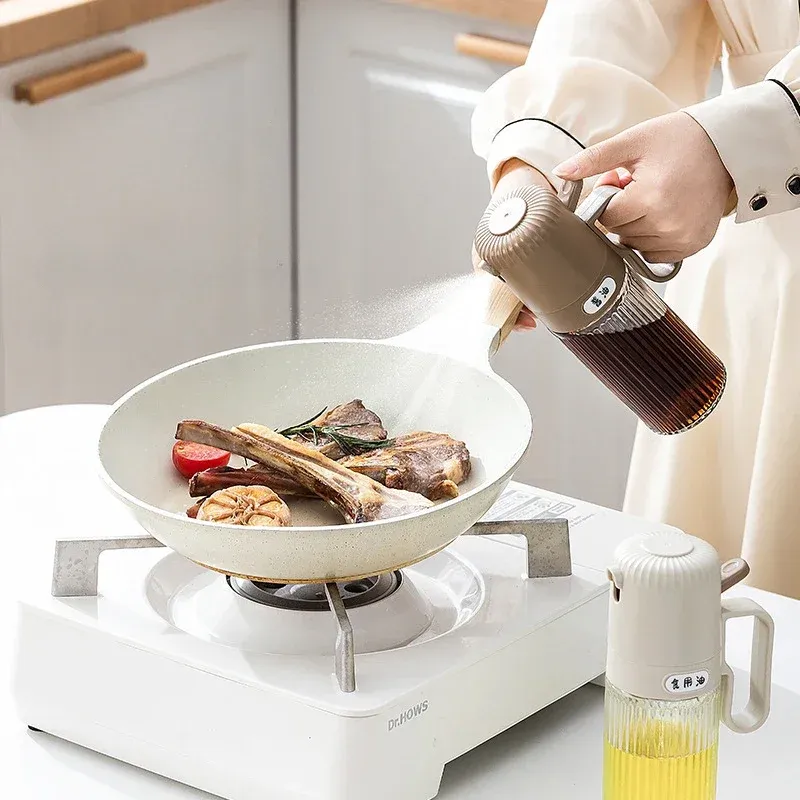 Bouteille vaporisateur d'huile de cuisine en verre 250 ml, anti-fuite, bouteille de stockage d'huile d'olive pour friteuse à air et barbecue, distributeur d'huile 2