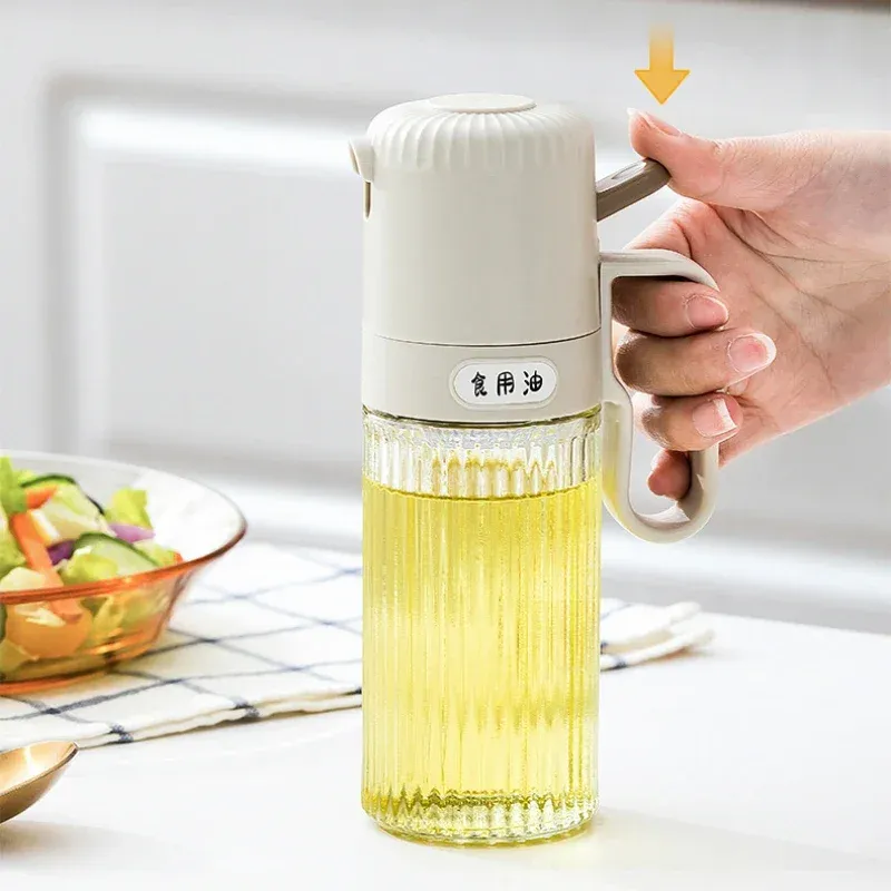 Bouteille vaporisateur d'huile de cuisine en verre 250 ml, anti-fuite, bouteille de stockage d'huile d'olive pour friteuse à air et barbecue, distributeur d'huile 5