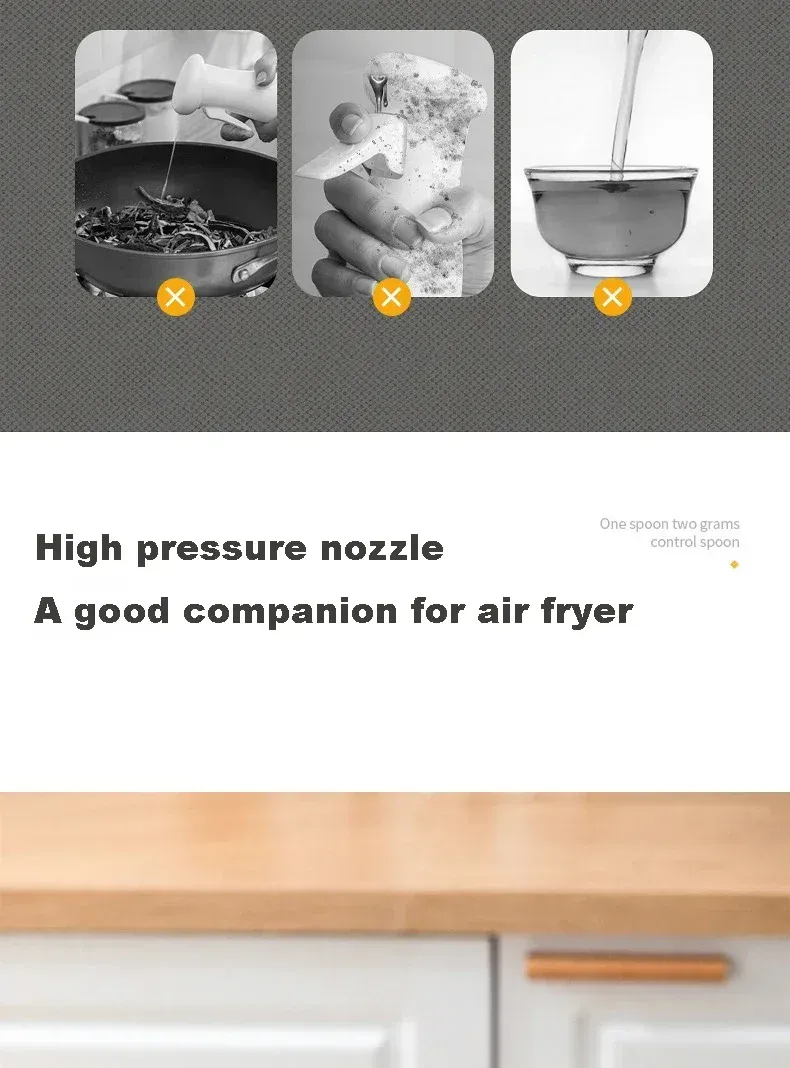 Flacon pulvérisateur d'huile en contexte de cuisine