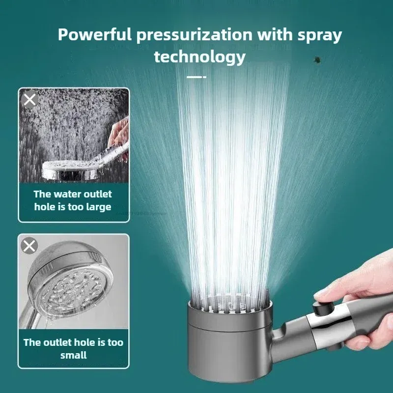 Pommeau de douche avec filtre, pommeau haute pression à bouton d'arrêt, système de douche massant, accessoires de salle de bain 3