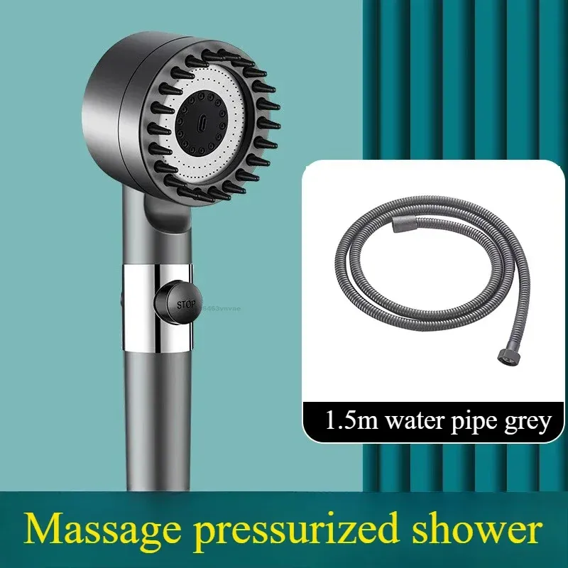 Pommeau de douche avec filtre, pommeau haute pression à bouton d'arrêt, système de douche massant, accessoires de salle de bain 9