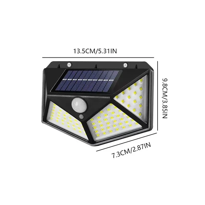 Lampe murale solaire LED 100 LED à détecteur de mouvement, étanche, pour extérieur, jardin et garde-corps 6