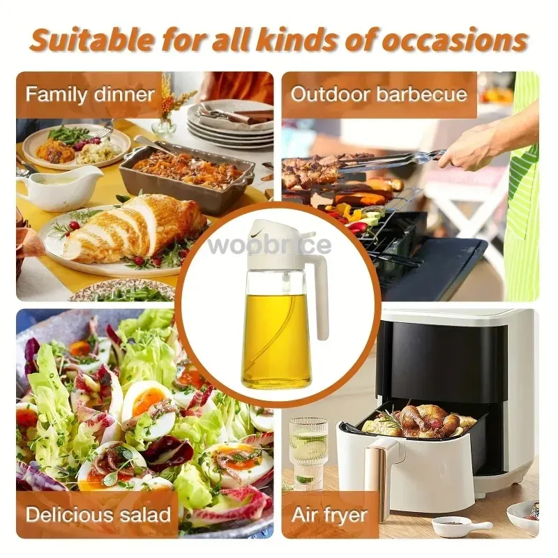 Pulvérisateur d'huile d'olive rechargeable pour cuisine, avec bouteille, distributeur d'huile et compartiment à épices 6