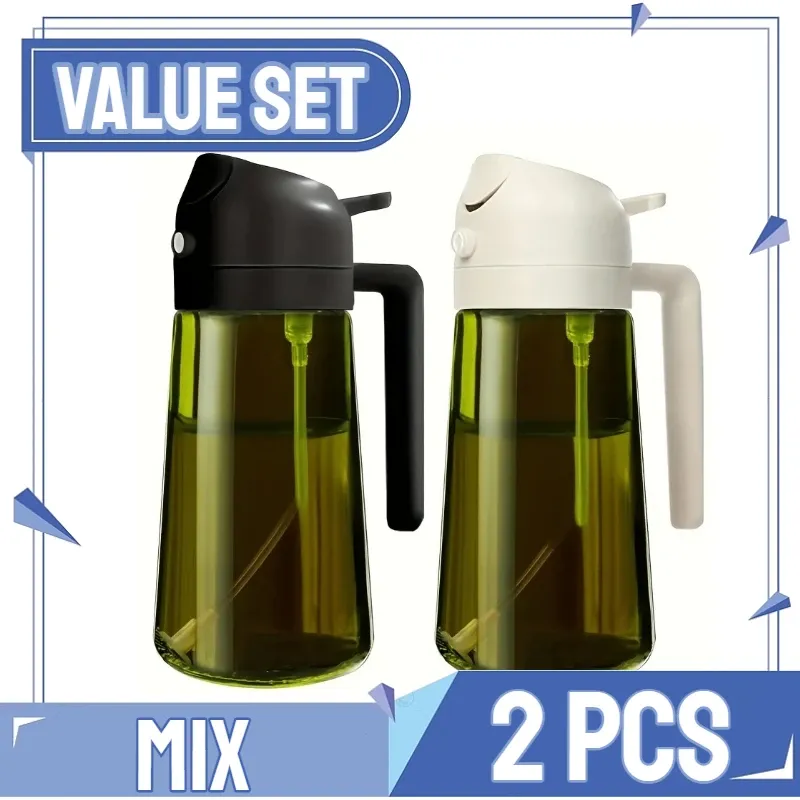 Pulvérisateur d'huile d'olive rechargeable pour cuisine, avec bouteille, distributeur d'huile et compartiment à épices 19