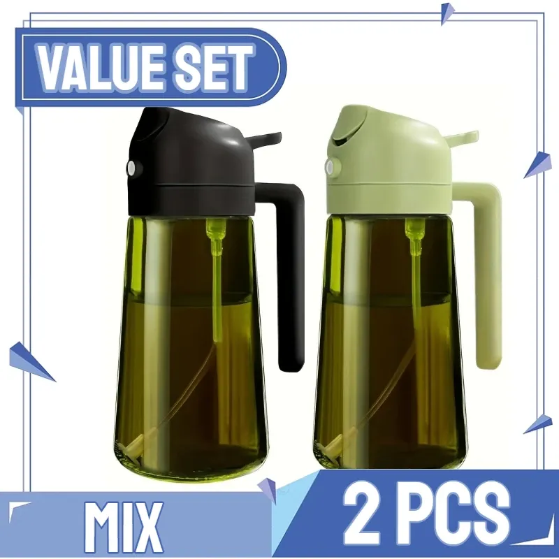 Pulvérisateur d'huile d'olive rechargeable pour cuisine, avec bouteille, distributeur d'huile et compartiment à épices 22