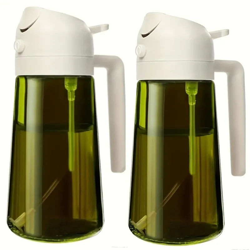 Pulvérisateur d'huile d'olive rechargeable pour cuisine, avec bouteille, distributeur d'huile et compartiment à épices 18