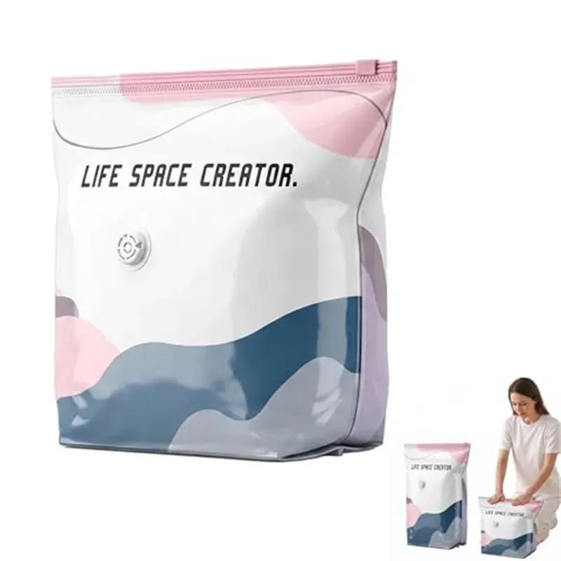 Sacs de rangement sous vide cubiques (lot de 4), grand format pour vêtements, couettes et couvertures, compression sans pompe pour voyage 2