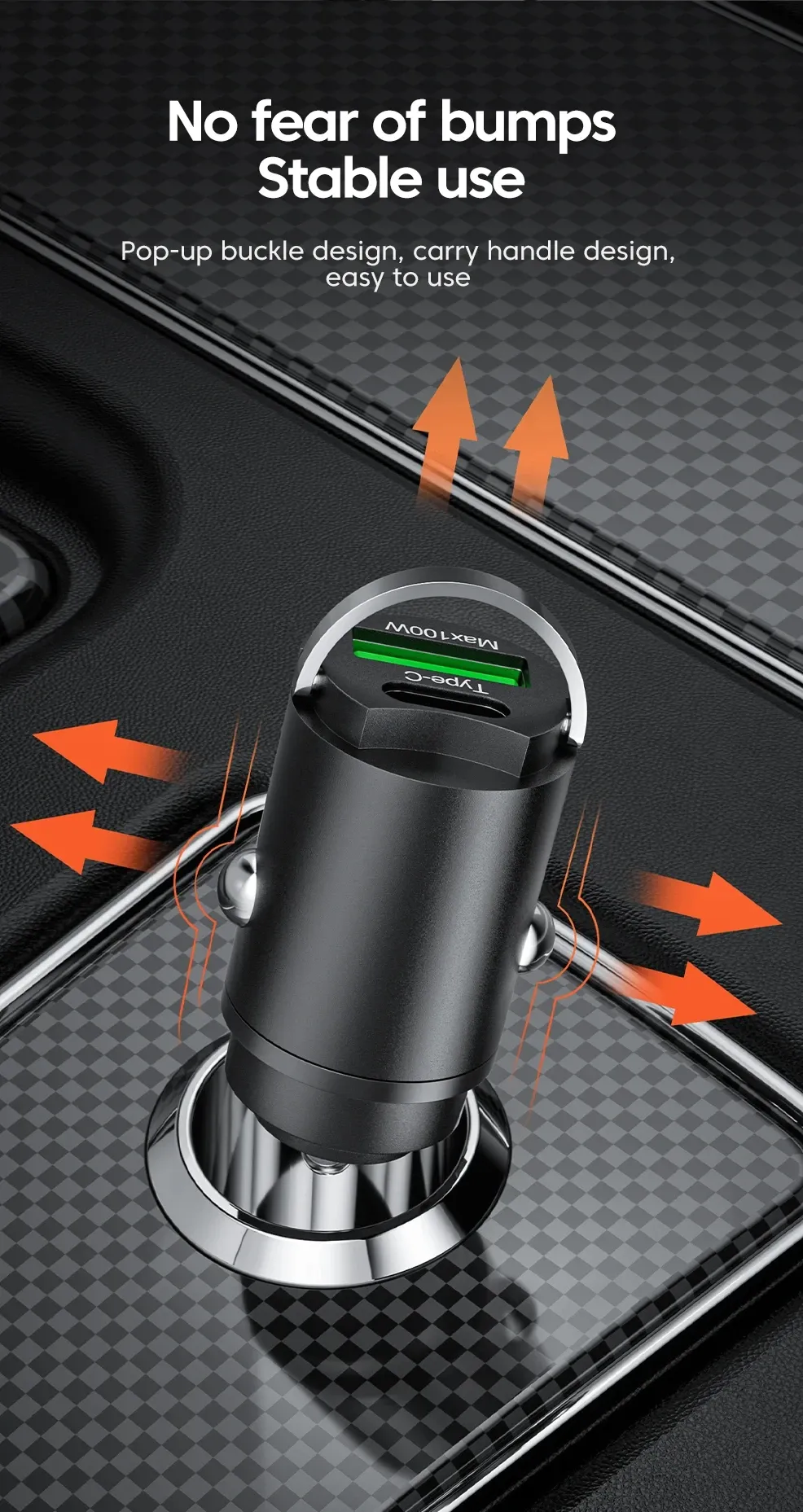 Chargeur de voiture, vue de dessus