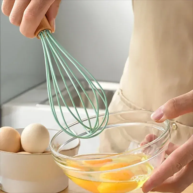 Ensemble de 12 ustensiles de cuisine en silicone résistants à la chaleur, avec manches en bois et support 3