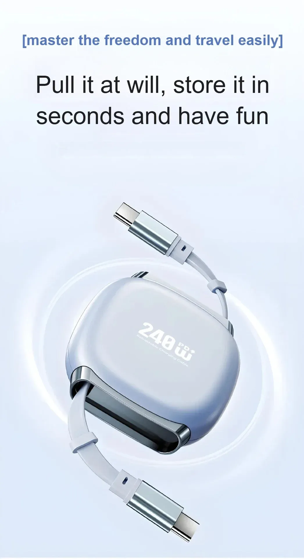 Câble de charge rapide rétractable 240W