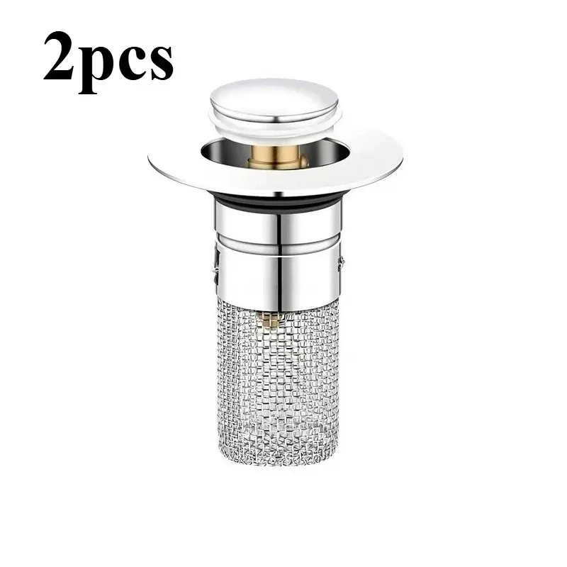 Crépine de vidange pop-up en acier inoxydable (lot de 2) avec panier amovible, filtre à cheveux pour baignoire, douche et évier 6