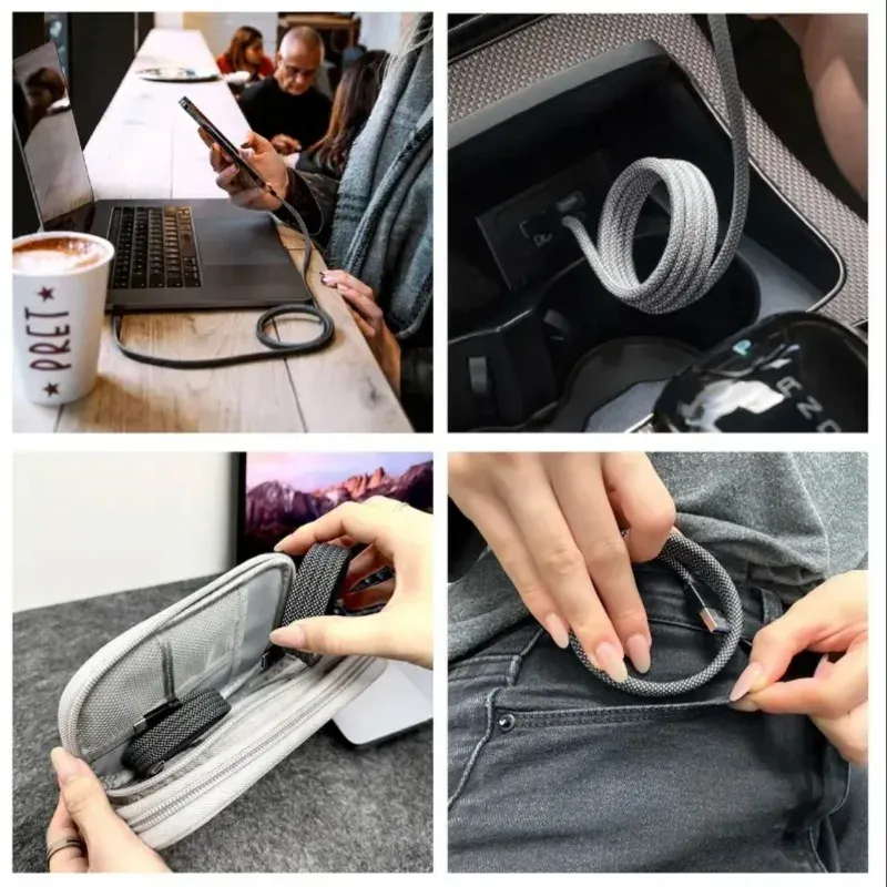 Câble magnétique USB-C vers USB-C 100 W, câble de charge rapide pour iPhone 15, Xiaomi, USB-A vers USB-C, câble de charge et de transfert de données pour tablettes, MacBook et Samsung 2
