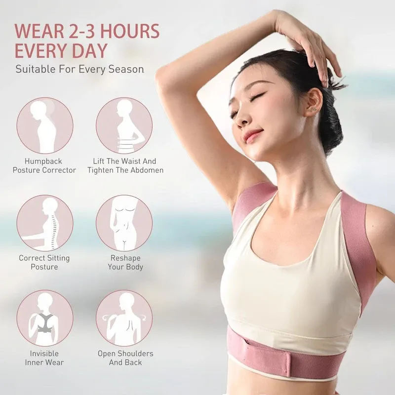 Ceinture correctrice de posture respirante, invisible et réglable, soutien du dos et entraînement à la posture 5