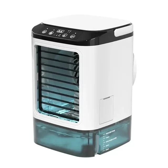 Climatiseur portable 3 vitesses avec réservoir d'eau de 900 ml, mini refroidisseur d'air, ventilateur électrique et humidificateur pour chambre et bureau 7