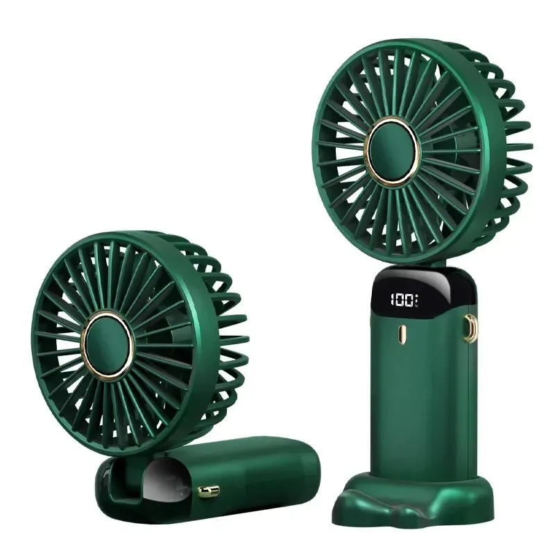 Mini ventilateur USB portable pliable à porter autour du cou, 5 vitesses, rechargeable, avec support pour téléphone 9