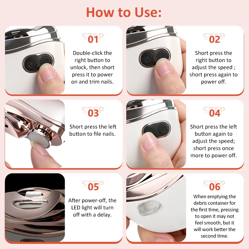 Coupe-ongles électrique en situation d'utilisation