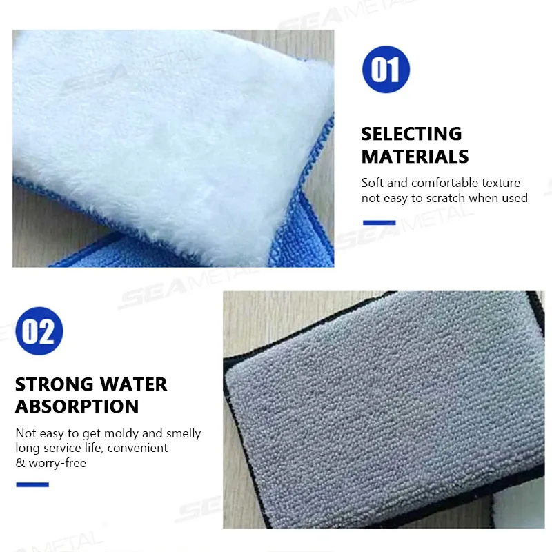 SEAMETAL Lot de 2 à 5 éponges de nettoyage double face en microfibre pour intérieur de voiture, idéales pour le cuir 4