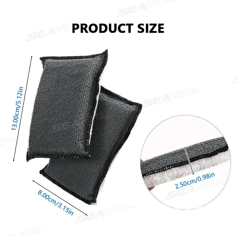 SEAMETAL Lot de 2 à 5 éponges de nettoyage double face en microfibre pour intérieur de voiture, idéales pour le cuir 6