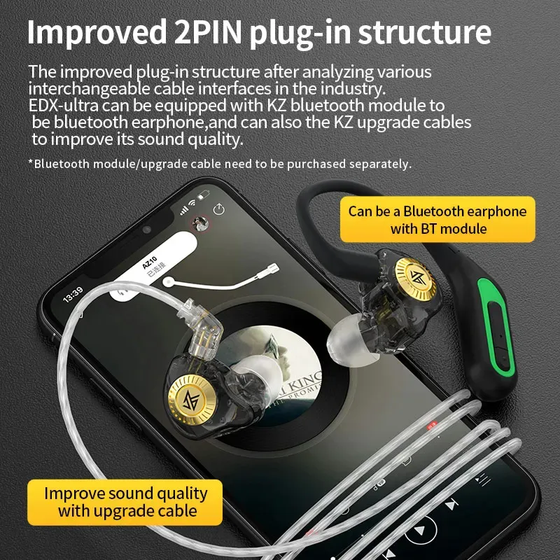 KZ EDX Écouteurs intra-auriculaires filaires Hi-Fi à câble amovible 6