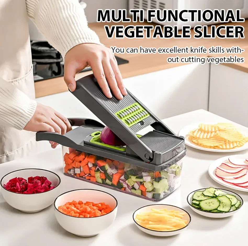 Hachoir à légumes compact multifonction avec trancheuse et râpe pour légumes, pommes de terre et radis 3