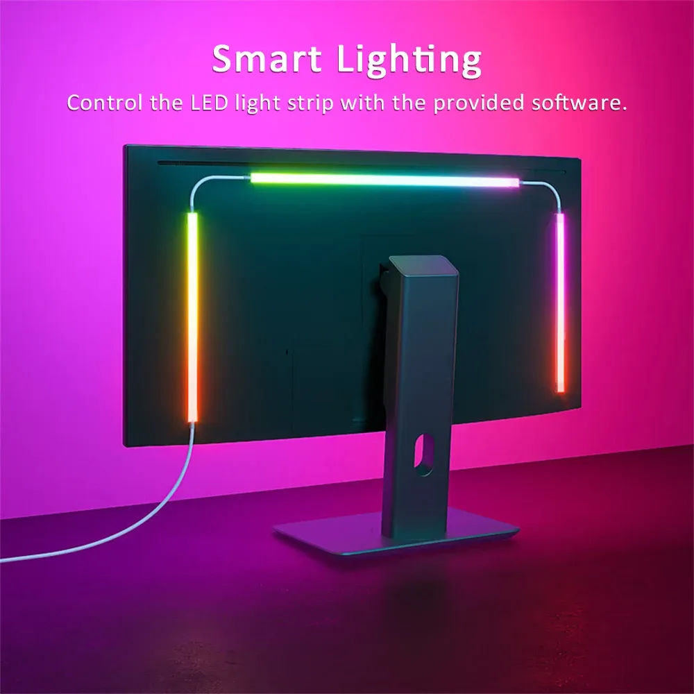 Bande lumineuse LED RGB rétroéclairage pour moniteur 24 à 34 pouces, USB, synchronisation PC, ambiance de salle de jeu 3