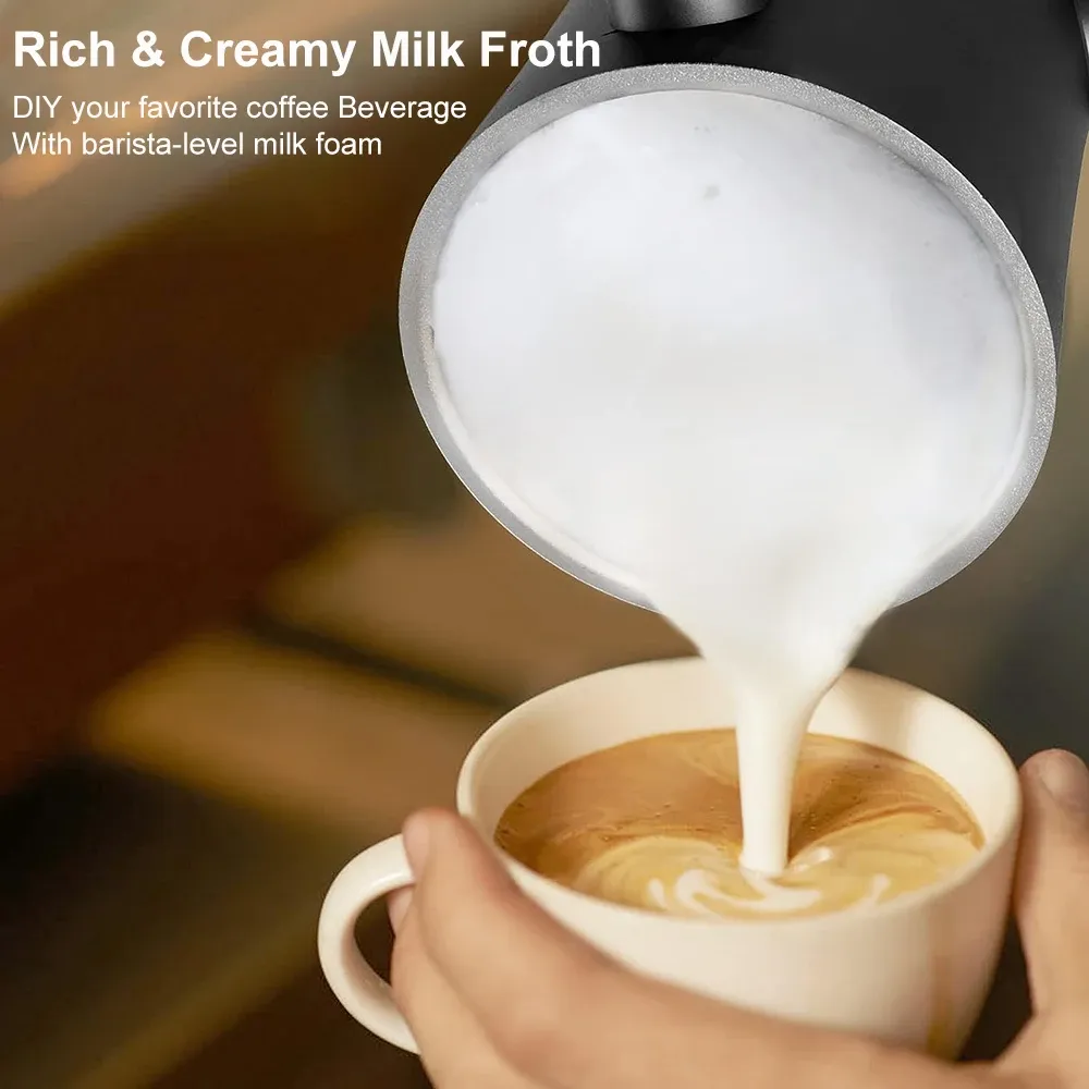 Mousseur à lait électrique automatique 4 en 1 – Chaud et froid – Pour café, cappuccino et latte 5