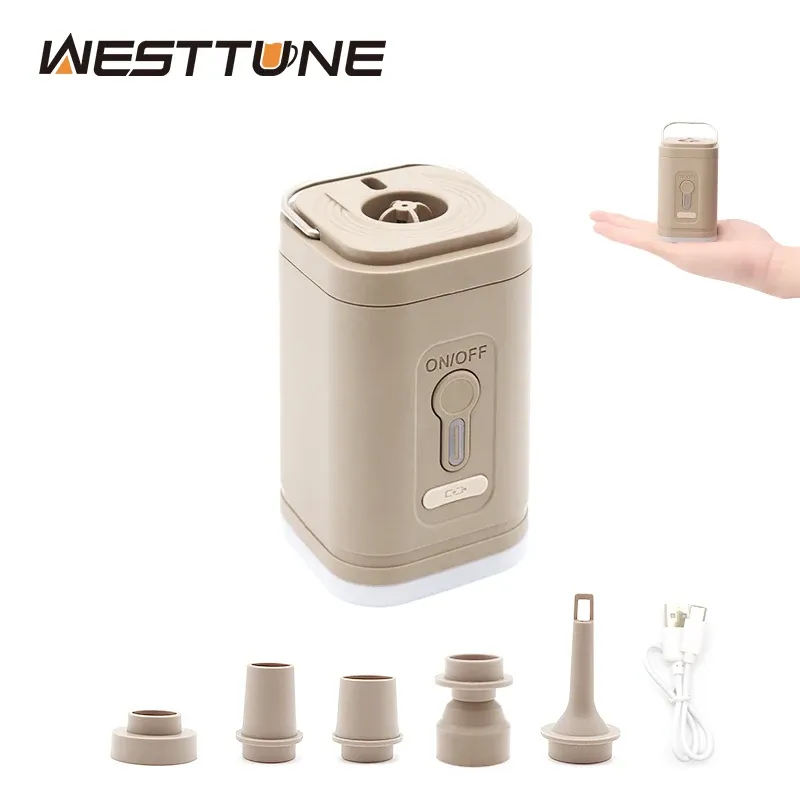 Mini pompe gonflable électrique 3 en 1 avec lumière LED, compresseur d'air sans fil pour randonnée et camping - Image 1
