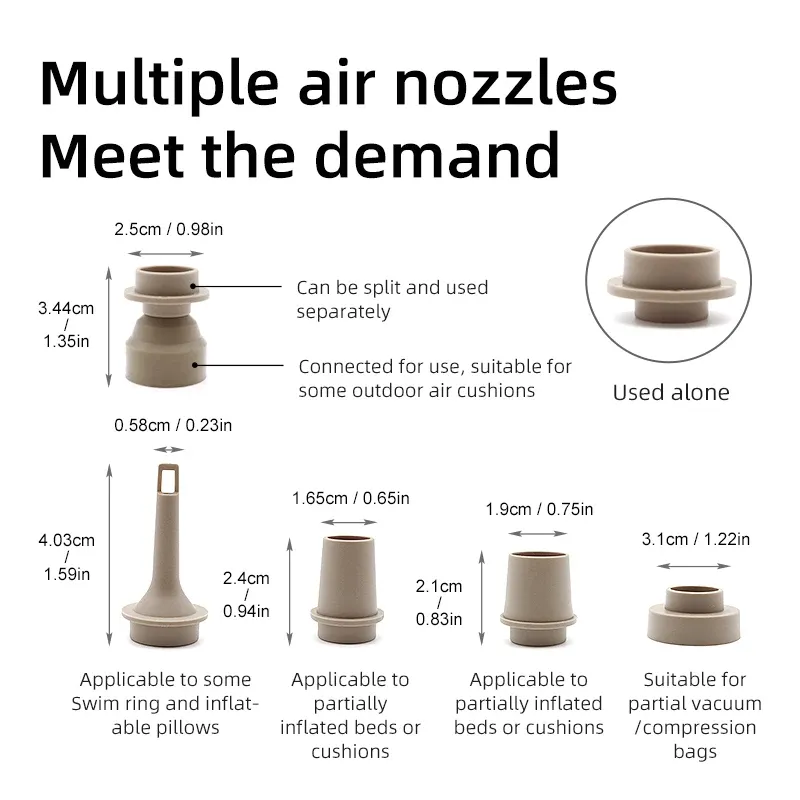Mini pompe gonflable électrique 3 en 1 avec lumière LED, compresseur d'air sans fil pour randonnée et camping 4
