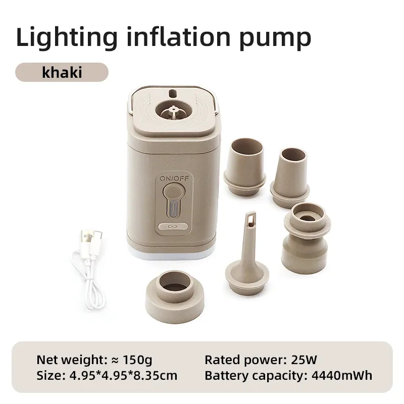 Mini pompe gonflable électrique 3 en 1 avec lumière LED, compresseur d'air sans fil pour randonnée et camping 7