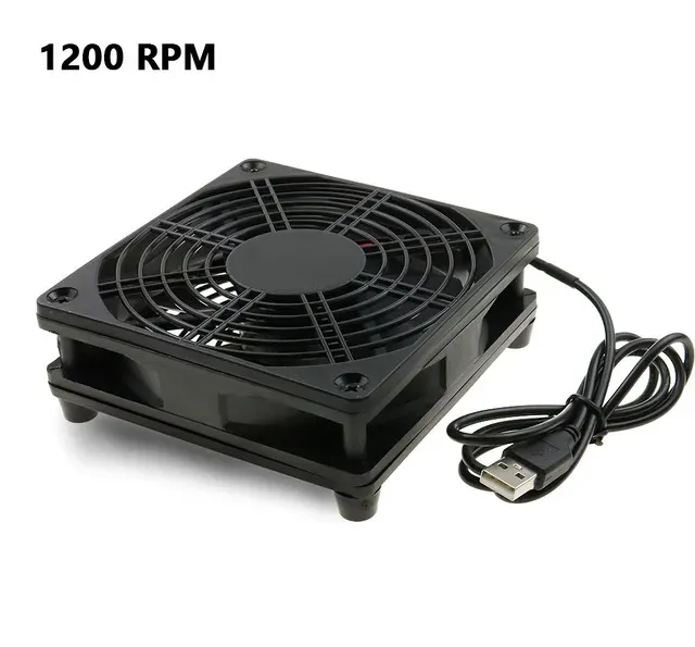 Ventilateur de refroidissement silencieux 120 mm pour routeur, PC et box TV, alimentation USB 5 V 7