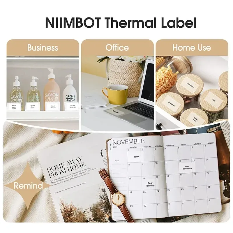 Rouleau d'étiquettes thermiques Niimbot B1 blanc, papier étanche et anti-huile, compatible B1, B21 et Mini 3