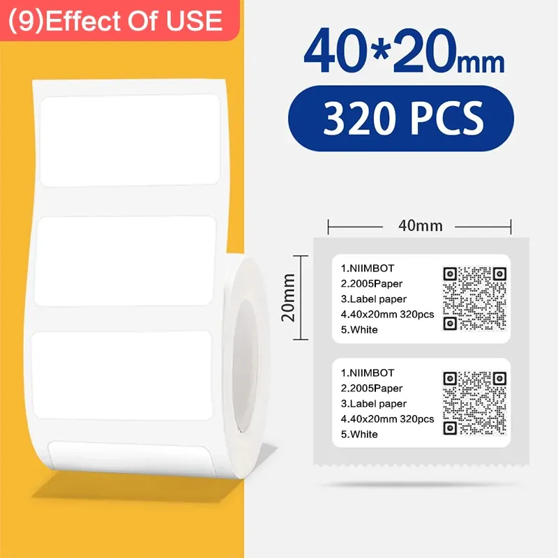 Rouleau d'étiquettes thermiques Niimbot B1 blanc, papier étanche et anti-huile, compatible B1, B21 et Mini 16