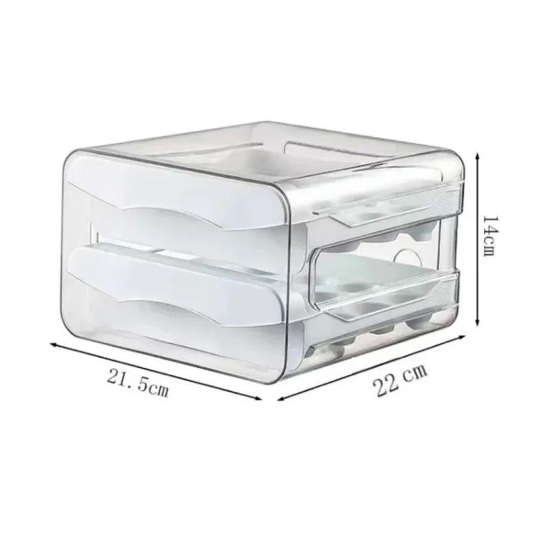 Boîte de rangement pour œufs de cuisine, 1 pièce, bac en plastique pour réfrigérateur à deux niveaux, grande capacité, organisateur de cuisine pour la maison 7