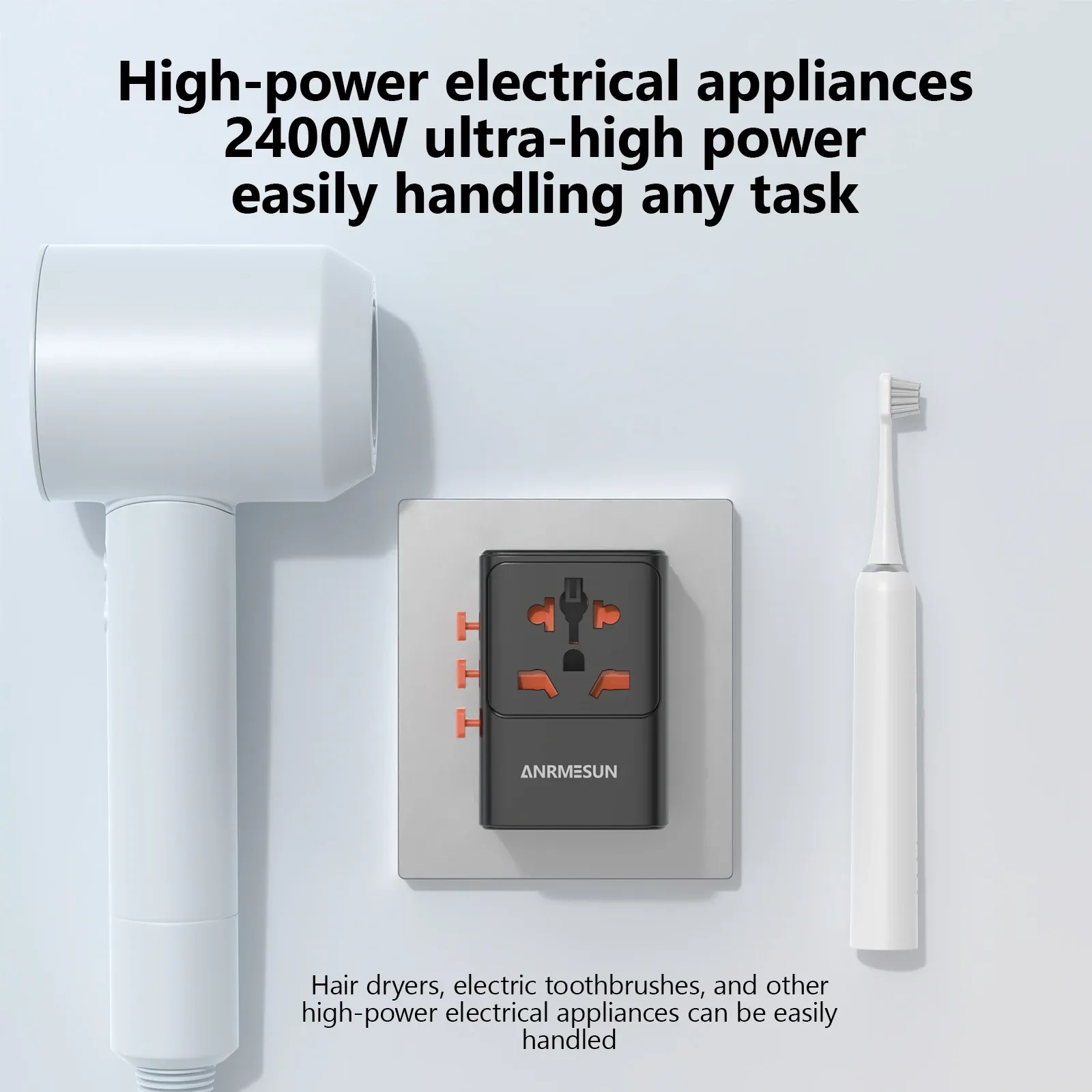 Adaptateur de voyage universel GaN 65 W / 45 W / 25 W, 2 ports USB-C, charge rapide, compatible EU, UK, USA et AUS 5