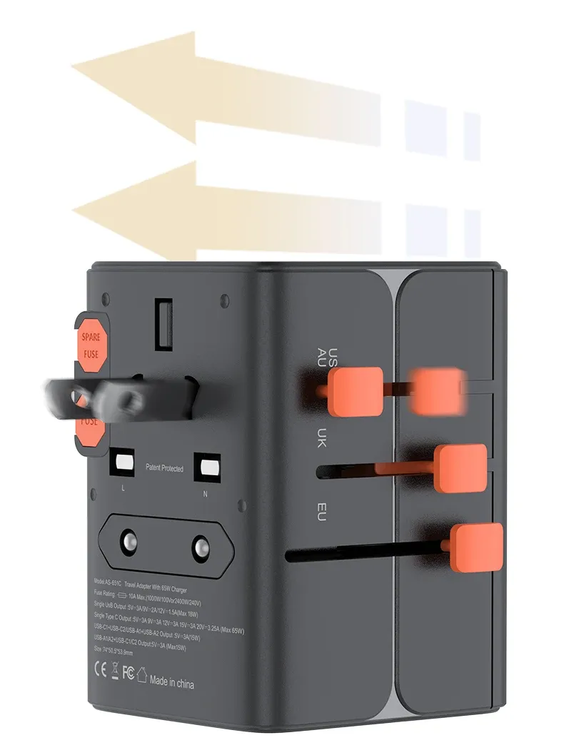 Adaptateur de voyage universel, vue d'ensemble