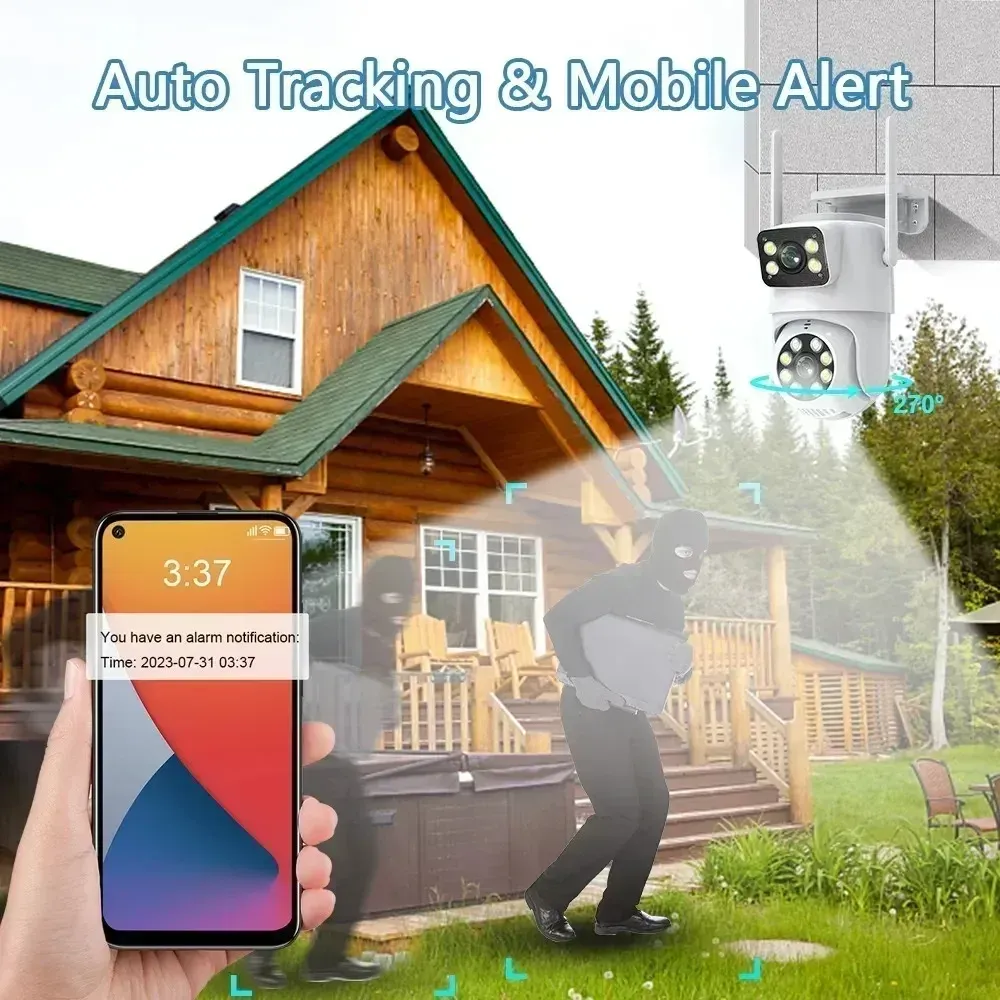 Caméra WiFi Tuya 5K 10 MP à double objectif, Full HD, double écran, suivi automatique des personnes par IA, caméra PTZ, vidéosurveillance de sécurité extérieure 2