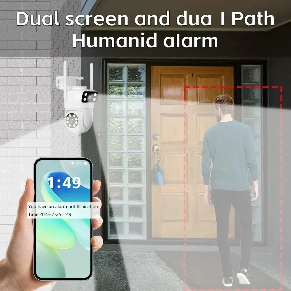 Caméra WiFi Tuya 5K 10 MP à double objectif, Full HD, double écran, suivi automatique des personnes par IA, caméra PTZ, vidéosurveillance de sécurité extérieure 3