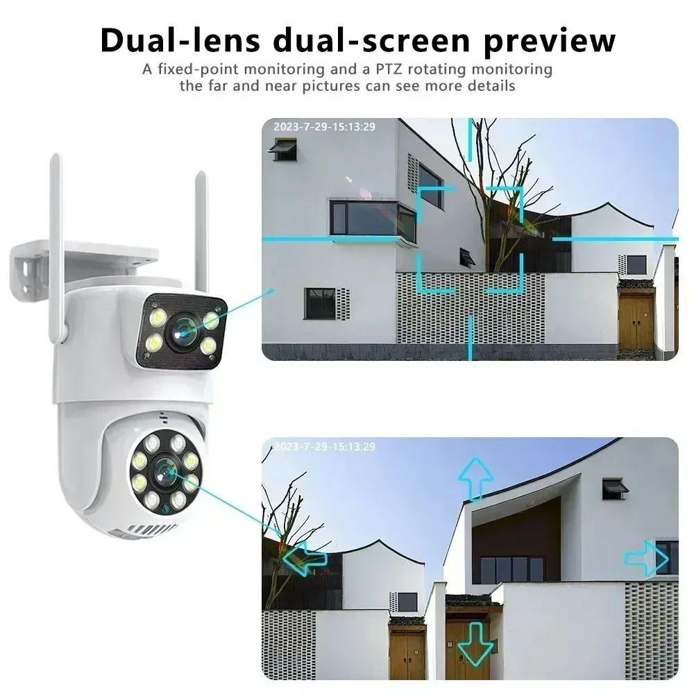 Caméra WiFi Tuya 5K 10 MP à double objectif, Full HD, double écran, suivi automatique des personnes par IA, caméra PTZ, vidéosurveillance de sécurité extérieure 5