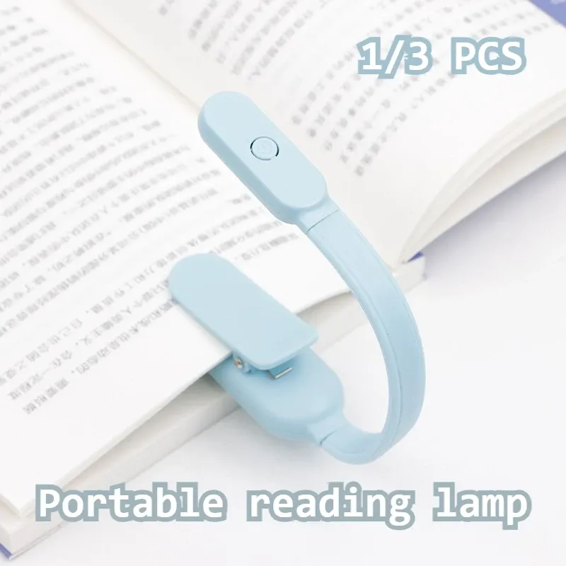 Lampe de lecture LED à pince, 3 niveaux de luminosité, rechargeable par USB, portable pour bureau et voyage - Image 1