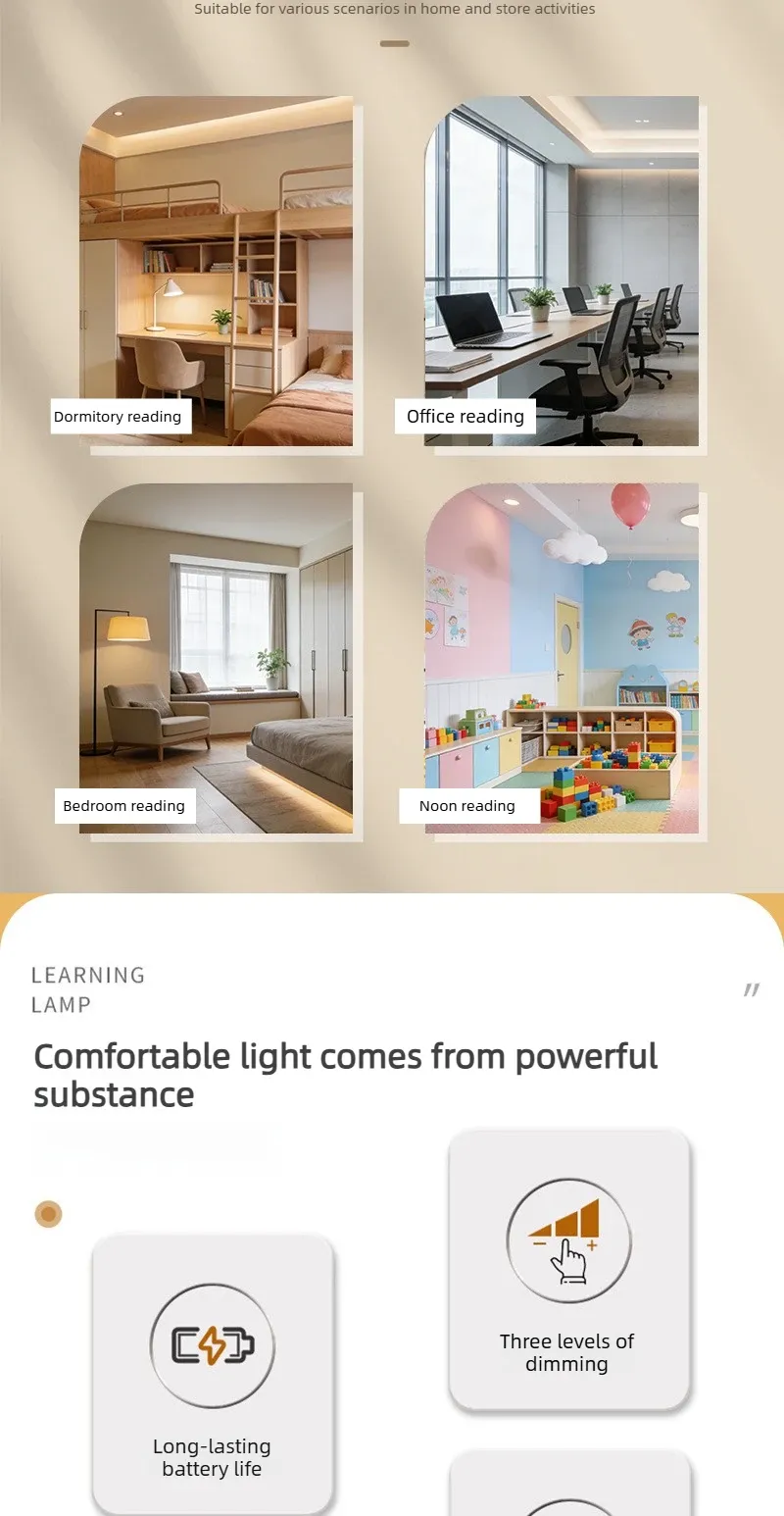 Lampe de lecture LED posée sur un livre