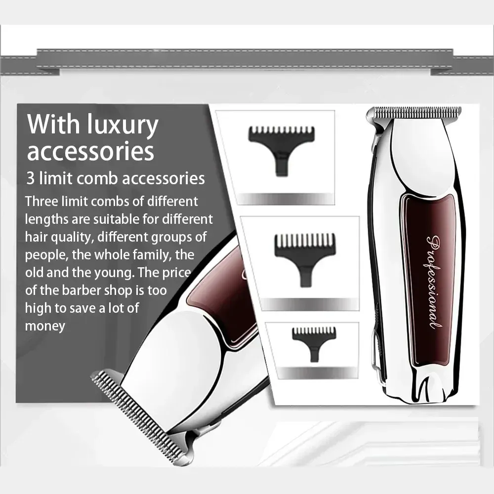 Tondeuse à cheveux sans fil rechargeable pour hommes, tondeuse professionnelle électrique pour la barbe et le toilettage 5