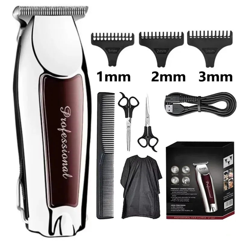 Tondeuse à cheveux sans fil rechargeable pour hommes, tondeuse professionnelle électrique pour la barbe et le toilettage 12