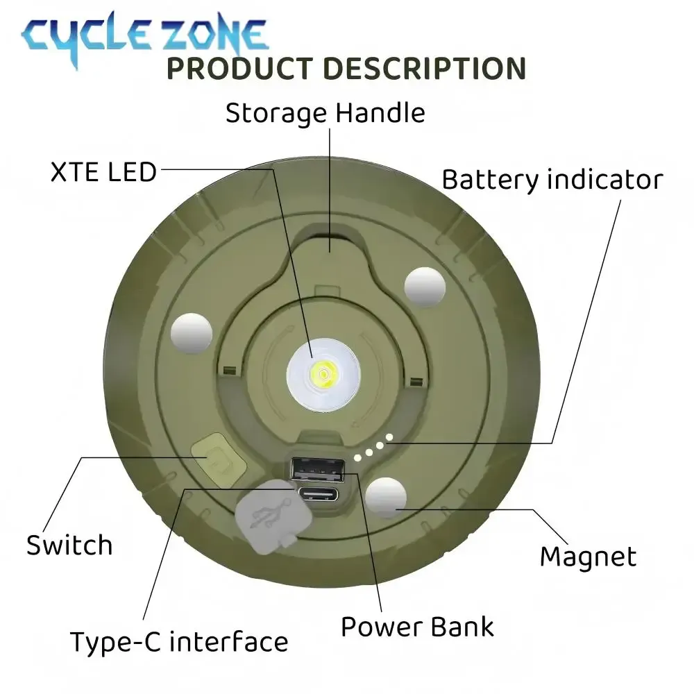 Lampe de Camping LED avec Bobine, Ruban Lumineux d'Ambiance et Guirlande Recyclable de 10 m, Lampe Décorative d'Extérieur pour Tente et Jardin 2