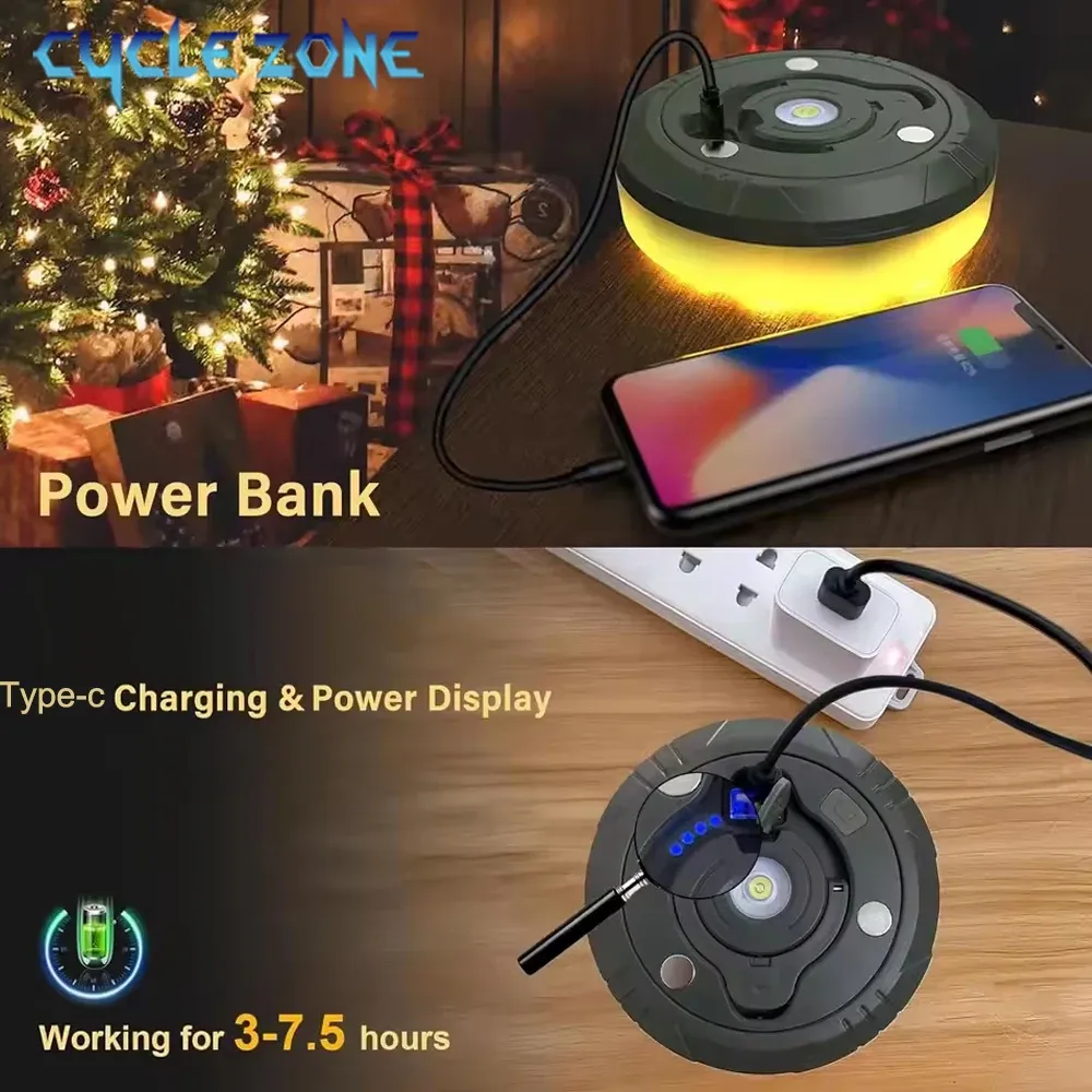 Lampe de Camping LED avec Bobine, Ruban Lumineux d'Ambiance et Guirlande Recyclable de 10 m, Lampe Décorative d'Extérieur pour Tente et Jardin 4