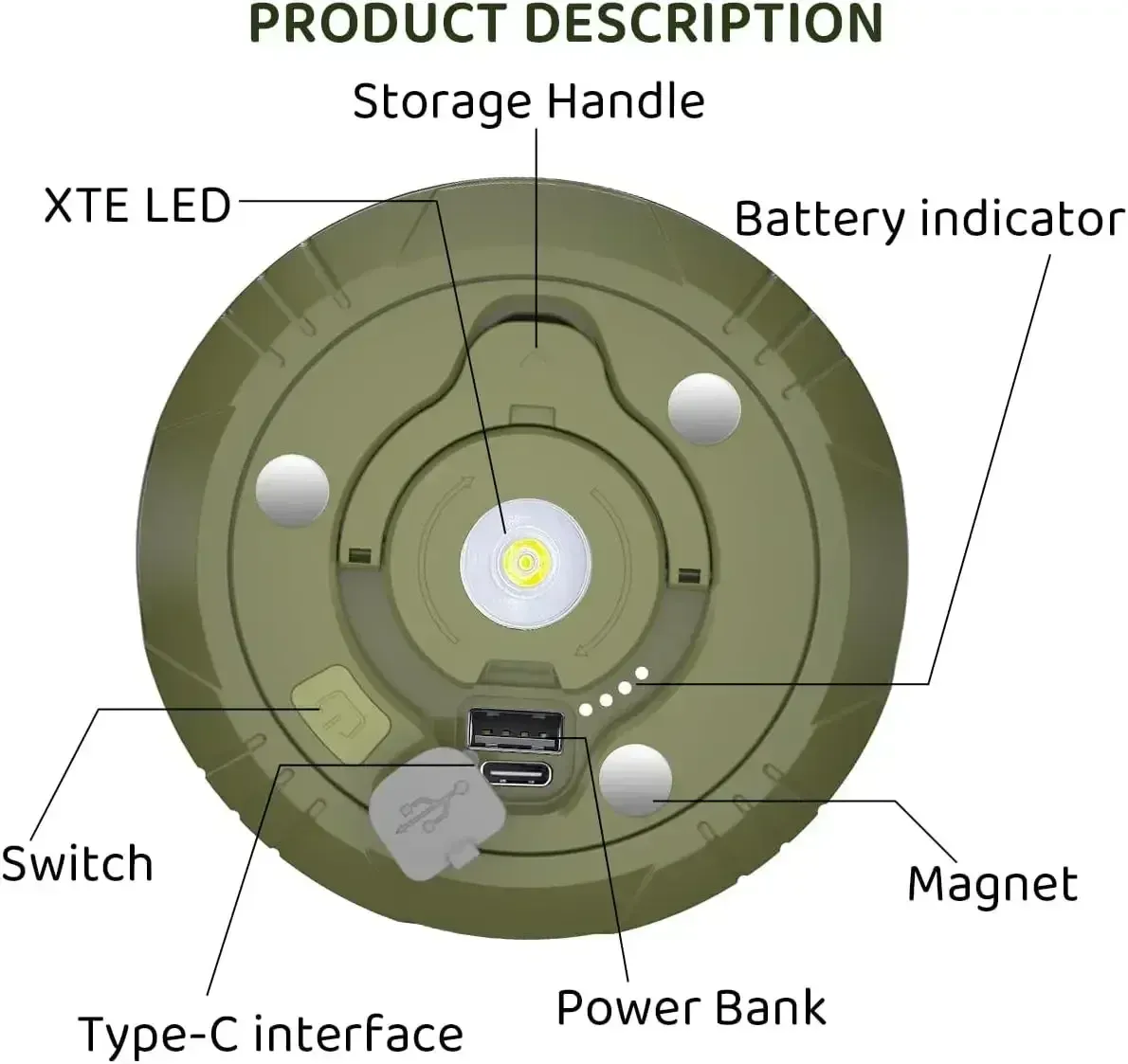 Lampe de camping LED en ambiance de tente