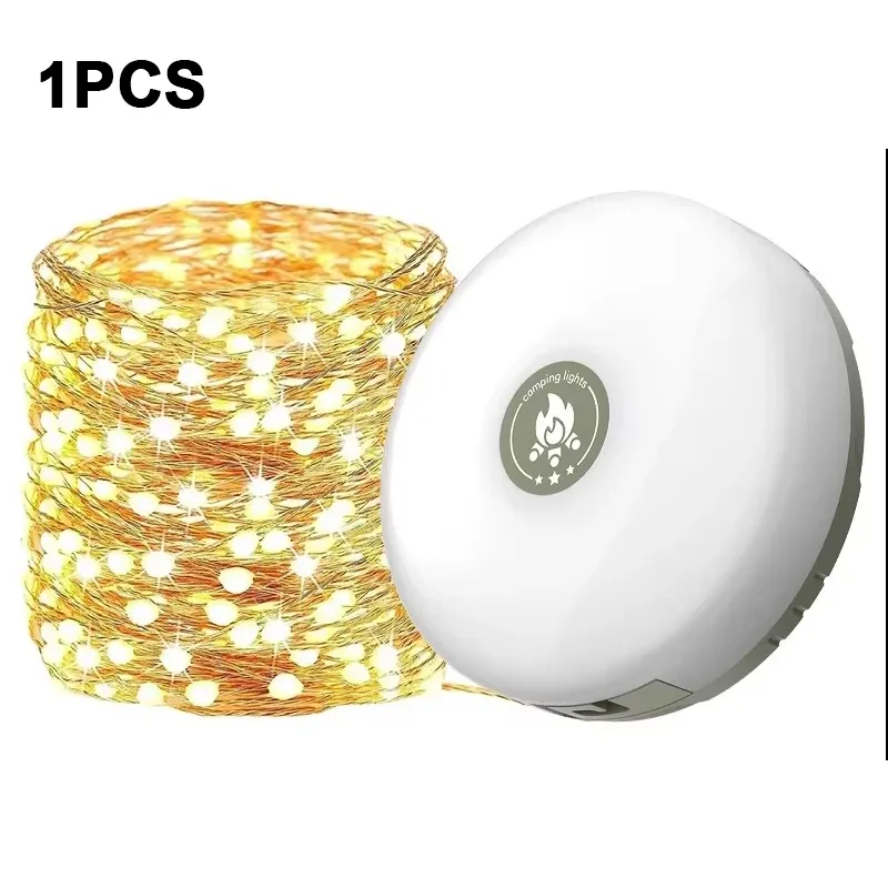 Lampe de Camping LED avec Bobine, Ruban Lumineux d'Ambiance et Guirlande Recyclable de 10 m, Lampe Décorative d'Extérieur pour Tente et Jardin 8