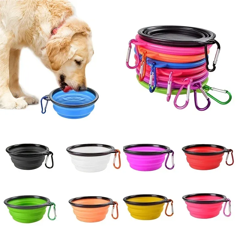 Gamelle portable pliable en silicone pour chien et chat, idéale pour voyage et extérieur 1